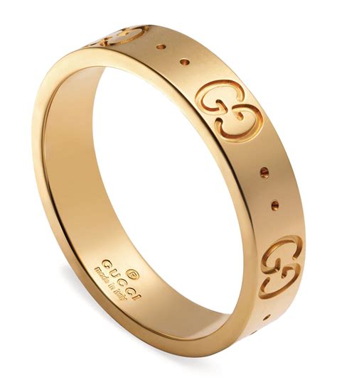 women gucci ring gold|Gucci gold textured icon ring.